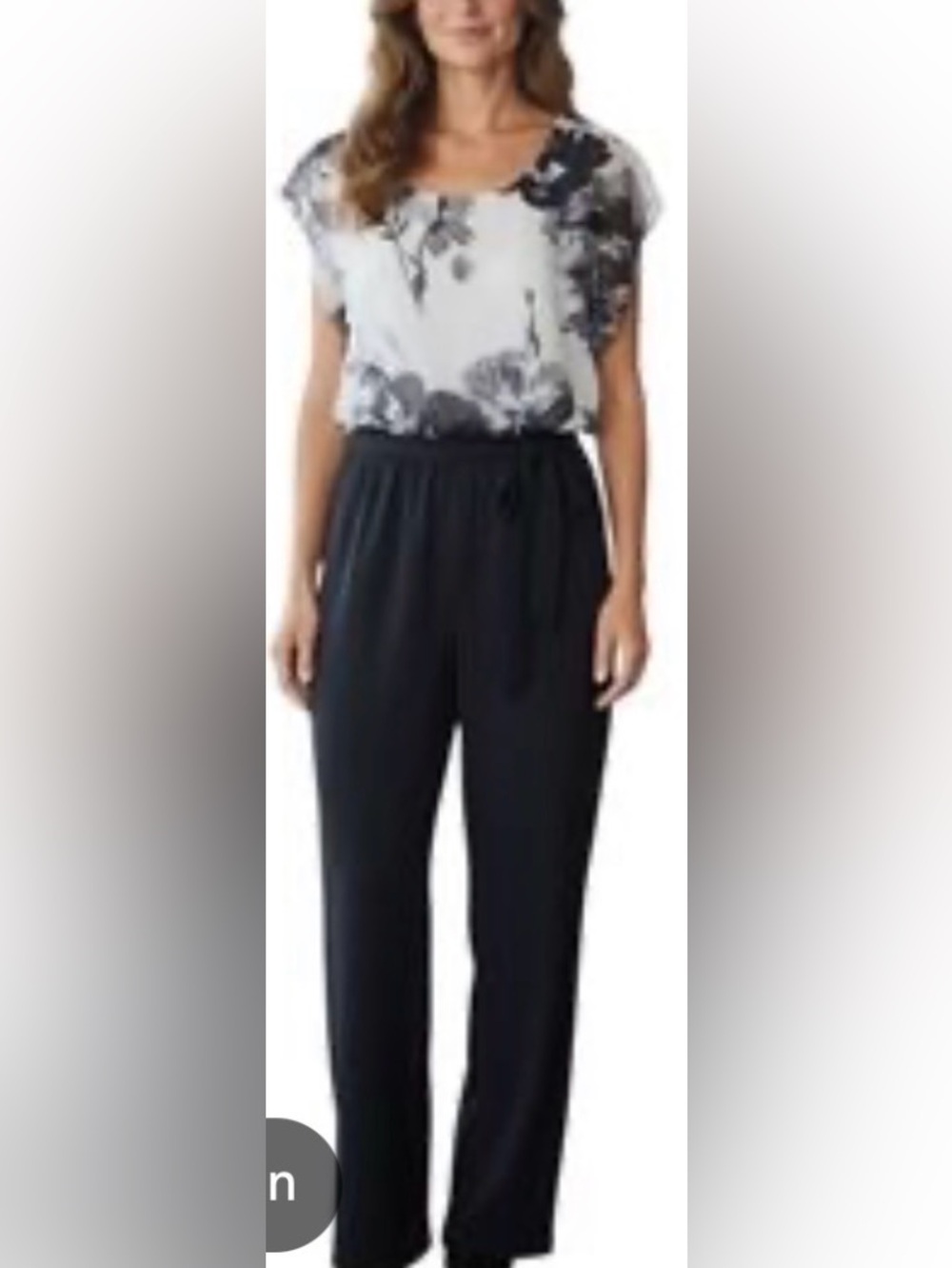 ENFOCUS Women’s Cap Sleeve Black and White Jumpsuit With Belt. Size:12
